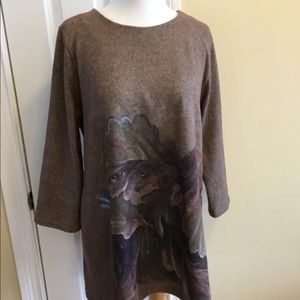 Women Dress Lily London Floral Vibrant Abstract Print Long Sleeve Tunic Top Sz L